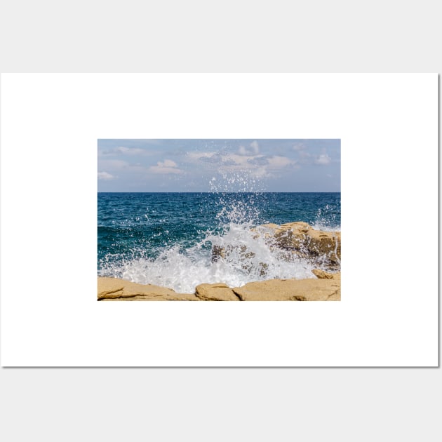 Wave breaks on rocks of the Sliema coast Wall Art by lena-maximova